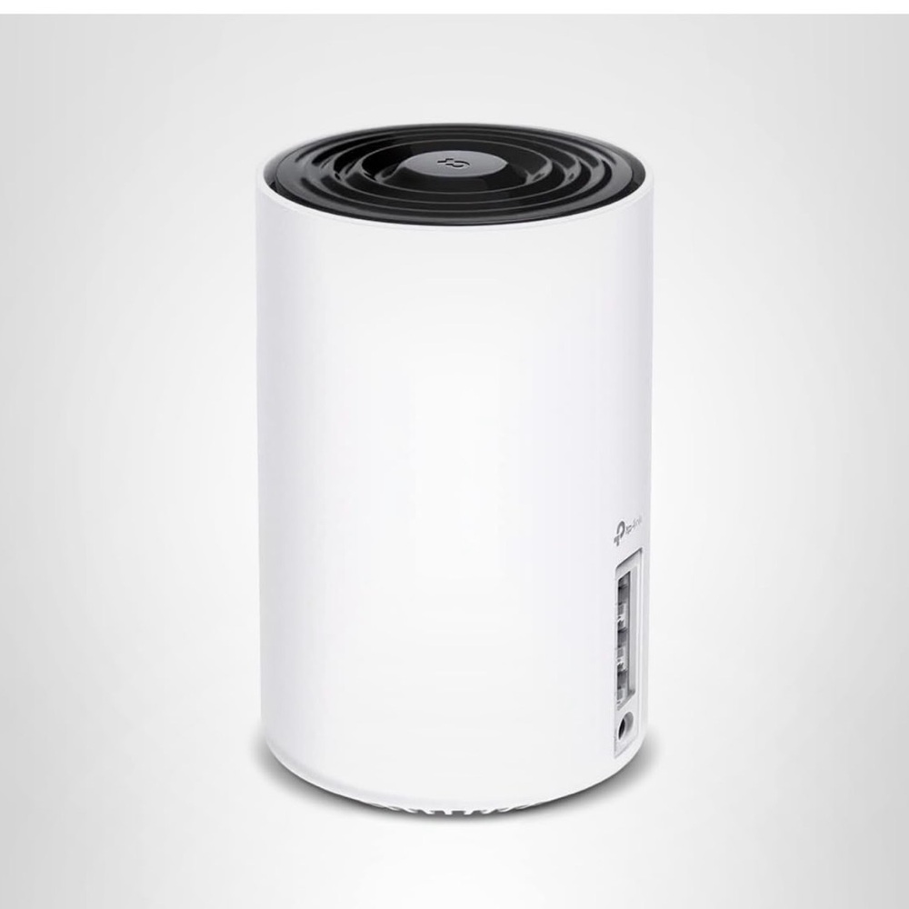 TP-Link Deco XE75 AXE5400 Tri-Band WiFi 6E White Cylindrical Router
